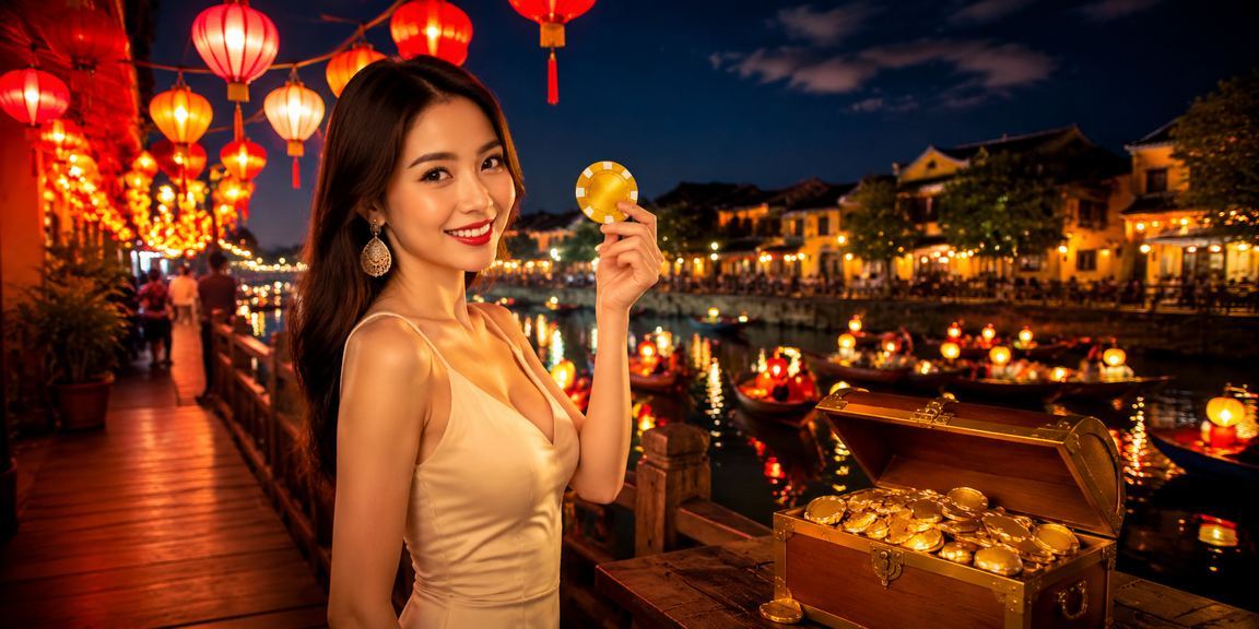 Người dùng tìm hiểu điều khoản và chính sách nền tảng cá cược tại chợ đêm Hội An